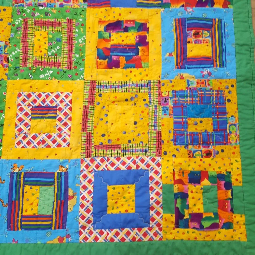 Vintage‎ Patchwork Kids baby Quilt Retro Handmade Nursery Bedding Primary colors